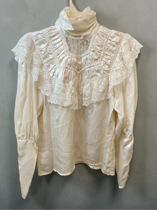 Gunne Sax Tops - Vintage Gunne Sax Jessica McClintock Ivory Satin Lace Victorian Blouse USA